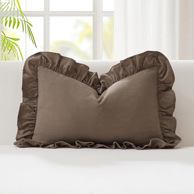 Kevin Textile 12x24 Inch Long Lumbar Pillow Cover 1 Pack 100% Cotton Lace Ruffles Scalloped Decor... | Amazon (US)