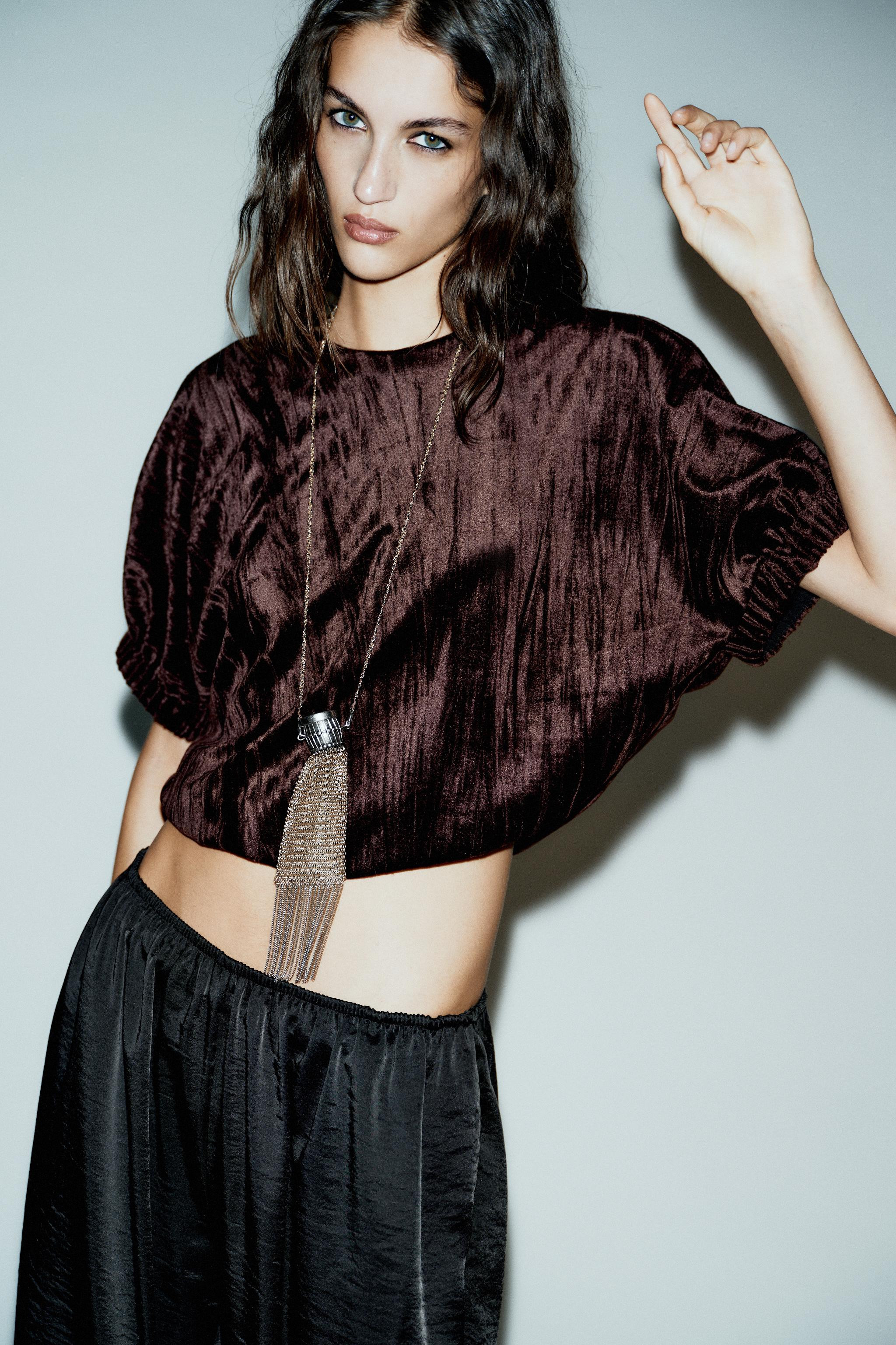 VELVET BALLOON TOP | Zara US