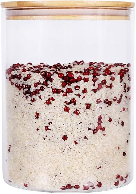 Large Glass Food Storage Container, 100 FL OZ (3000ml) Glass Food Canister with Airtight Bamboo L... | Amazon (US)