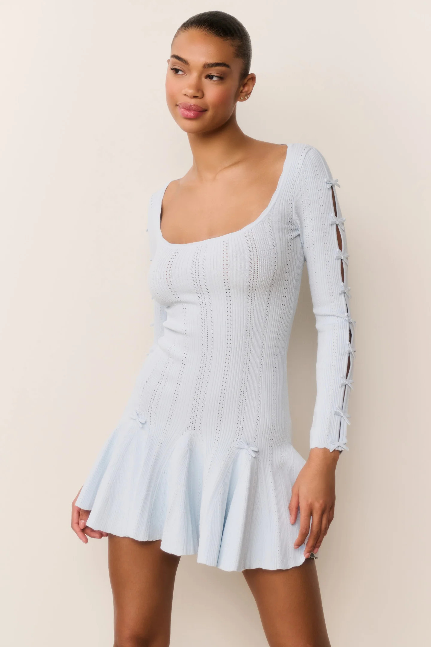 Seychelle Ribbed Pointelle Mini Dress ICICLE BLUE / XXS | LoveShackFancy