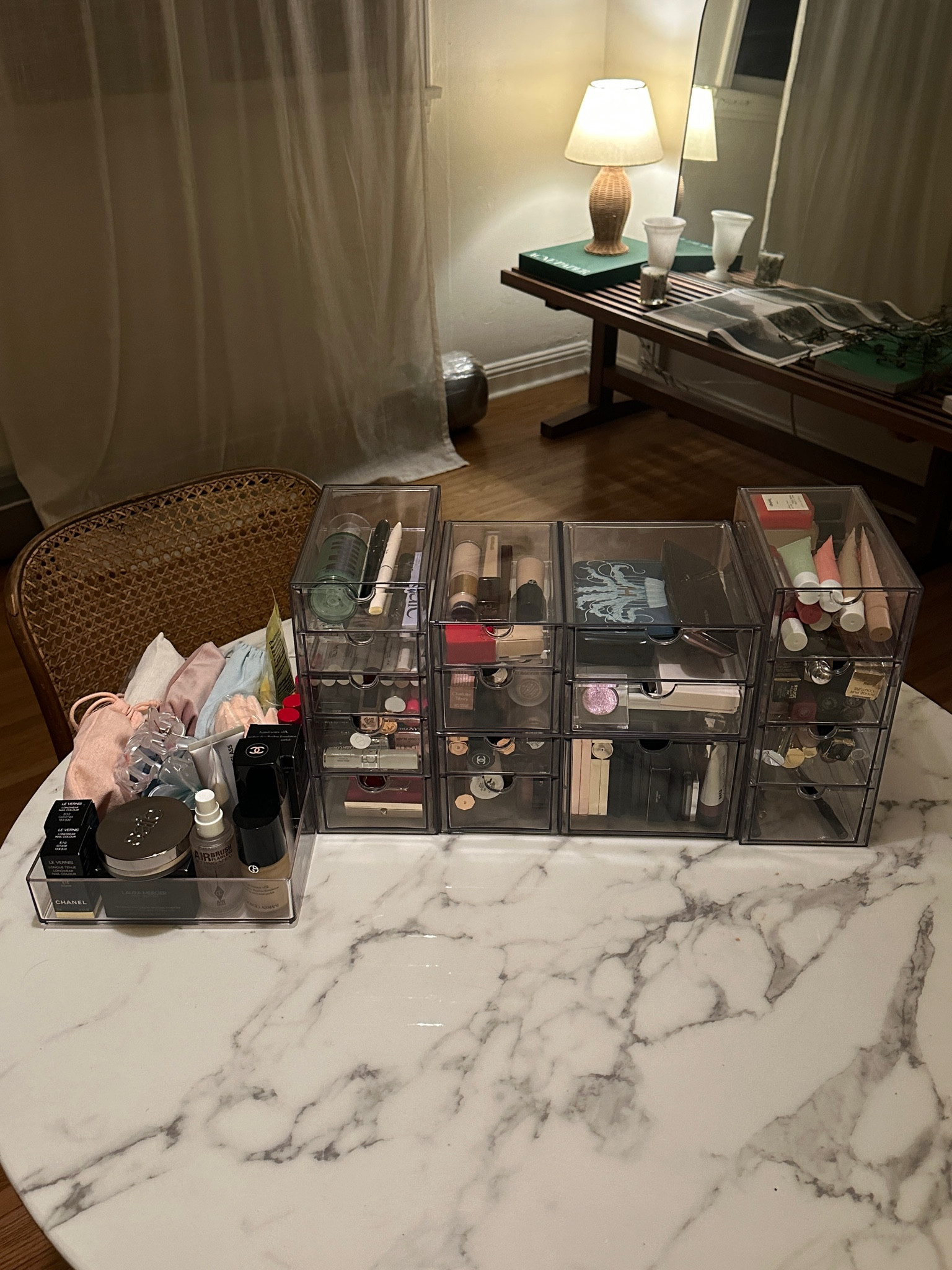 Clear acrylic makeup organizers 