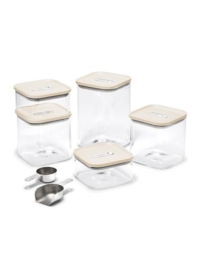 Caraway 14-Piece Glass Airtight Food Storage Containers with Lids – Non-Toxic, BPA-Free Kitchen Storage Containers – Stackable, Space-Saving Airtight Containers for Dry Goods and More - Cream | Amazon (US)