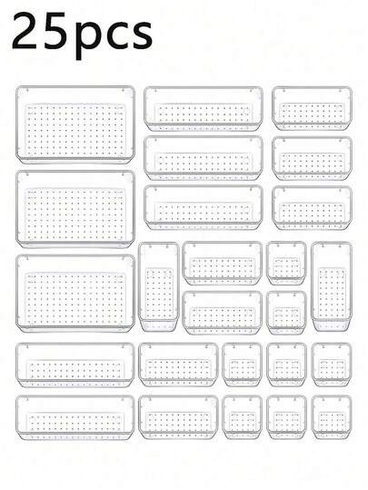 50pcs/25pcs/18pcs/11pcs/5pcs/1pc Transparent Tray/Storage Box Set, Makeup Organizer, Storage Box,... | SHEIN