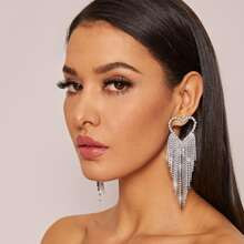 1pair Rhinestone Decor Heart Shaped Earrings | SHEIN