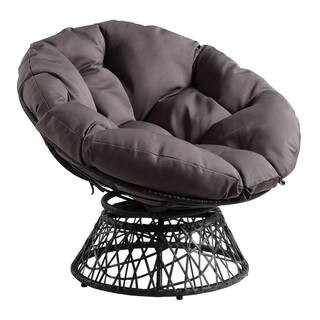 OSP Home Furnishings Papasan Chair with Grey Round Pillow-Top Cushion and Grey frame BF25292-GRY ... | The Home Depot
