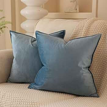 JUSPURBET Light Blue Decorative Velvet Throw Pillow Covers 26x26 inch Set of 2,Broadside Soft Cus... | Amazon (US)