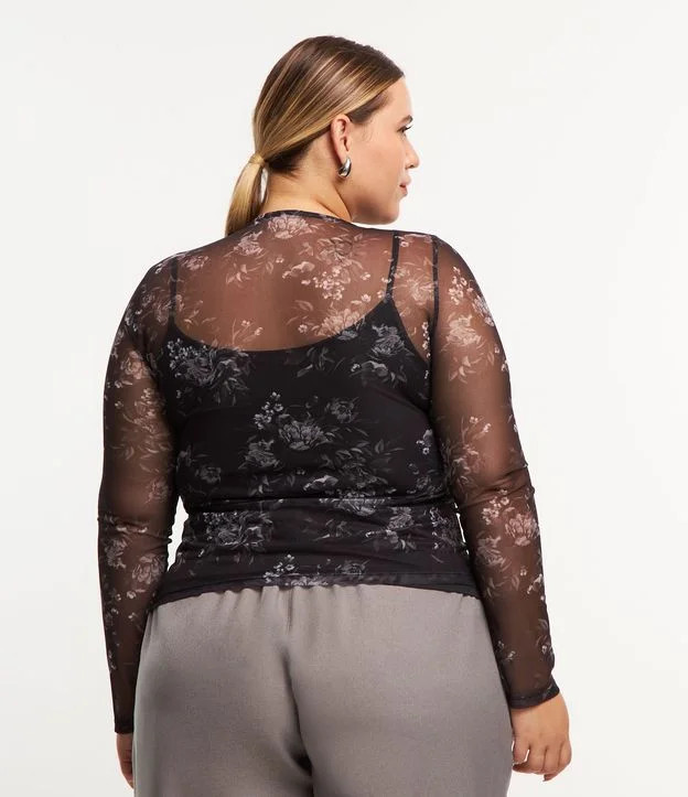 Blusa em Tule Floral com Regata Cuvre & Plus Size Preto | Renner (BR)