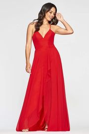 Faviana - S10413 Plunging V-neck Chiffon A-line Dress | Couture Candy