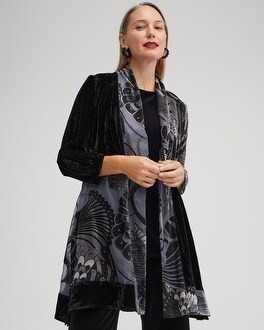 Travelers Collection Velvet Peacock Burnout Kimono | Chico's