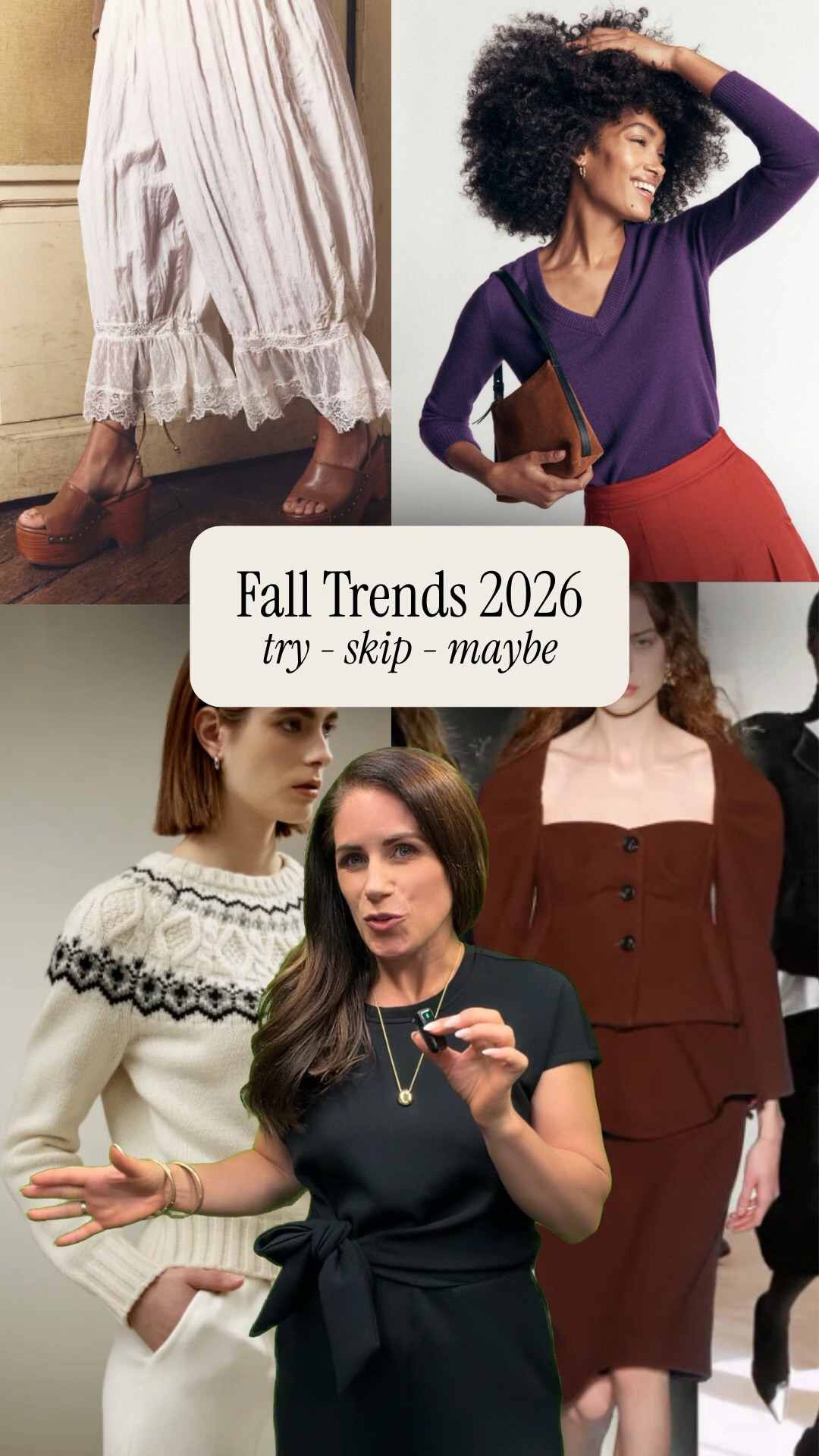 Fall trends at 4’11” 🍂 TRY, SKIP or MAYBE?

Petites can wear every trend — but that doesn’t mean every trend deserves a spot in my closet. 😉

My Fall 2026 verdicts:

SKIP: Bloomer pants. That’s a LOT of volume competing for space on my 4’11” frame.

MAYBE: Barrel pants. I love the shape, but proportion is everything. I’m looking for a curve that hits in the right place + a length that feels intentional.

TRY: Royal purple + spicy red. Because color does not know how tall you are. ❤️💜

BIG TRY: Ladylike tailoring + skirt suits. Polished, feminine and classic — exactly the kind of trend I’ll wear long after this season. I’m also super excited about funnel neck coats and cropped jackets.

The takeaway? Being petite doesn’t mean sitting out the trends. Sometimes we just need to adjust the scale, fit or proportion rather than eliminate the look altogether.

I linked petite + petite-friendly pieces to help you try these Fall 2026 trends on a smaller frame. 🤍



#petitefashion #petitestyle #fallfashion #falltrends #petiteoutfits #falloutfits #petite

#LTKPetite #LTKOver40 #LTKSeasonal