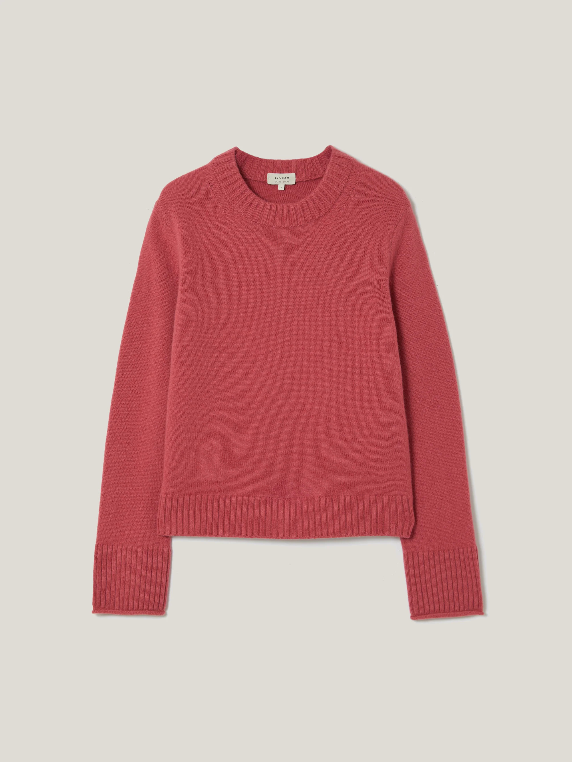 Compact Wool Cashmere Blend Jumper | Deep Rose | Jigsaw (UK)