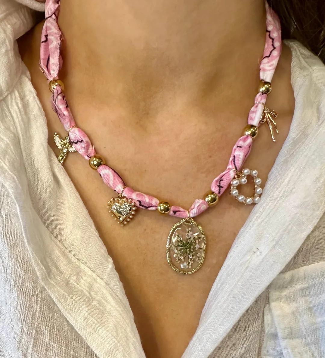 Custom Bandana Charm Necklace, Scarf Necklace, Gold Charm Bandana Necklace, Game Day Necklace, Ba... | Etsy (US)