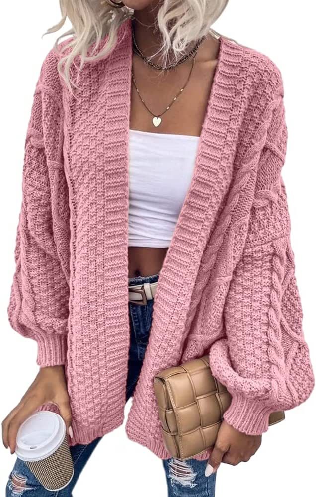 Dyexces Women's Chunky Oversized Cardigan Cable Knit Sweater Loose Open Front Long Lantern Sleeve... | Amazon (US)