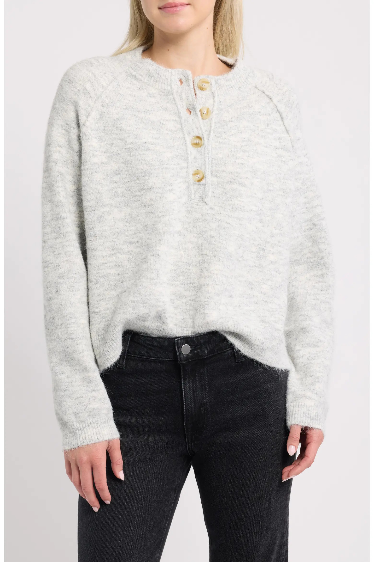 BDG Urban Outfitters Half Placket Crewneck Sweater (Women) | Nordstrom | Nordstrom