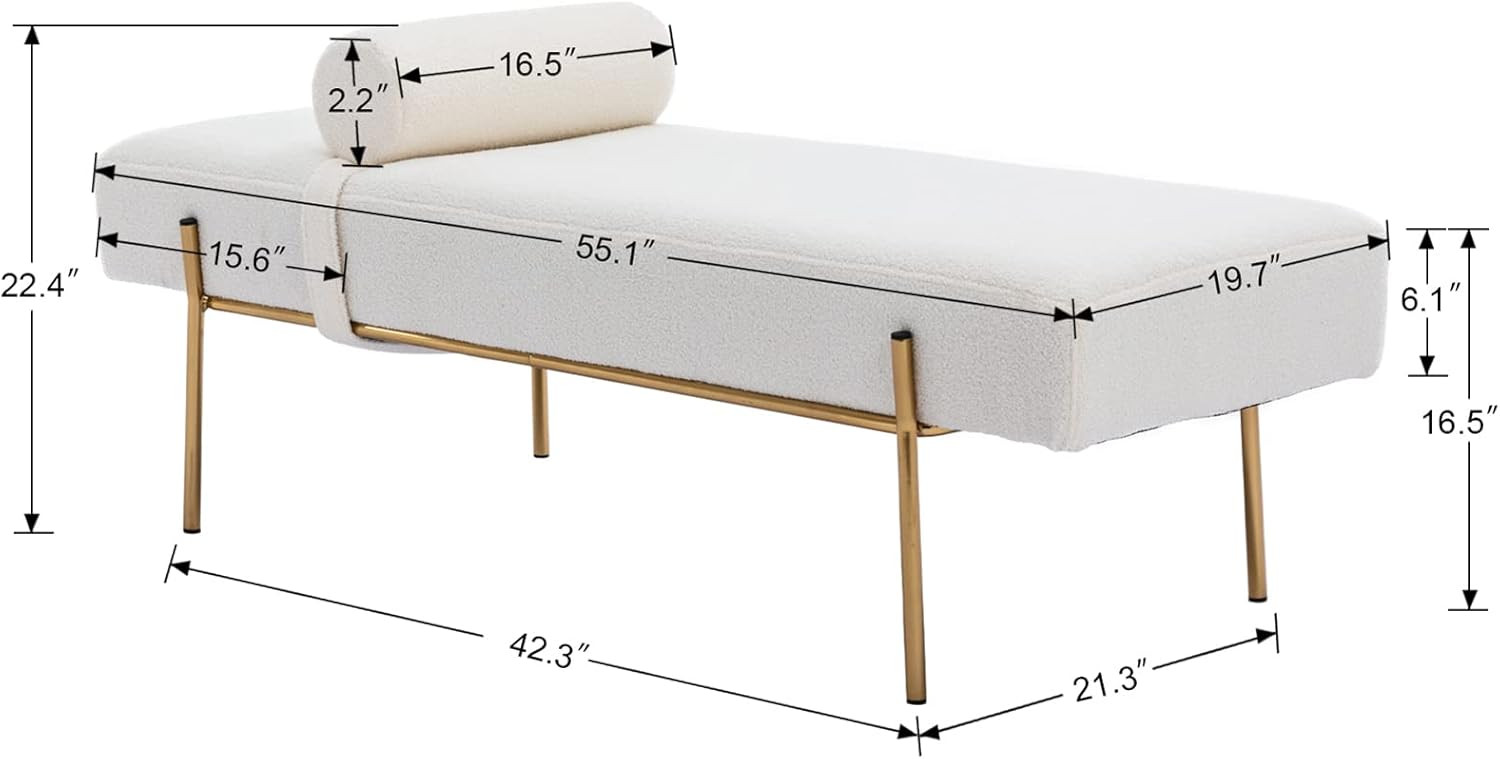 Modern End of Bed Bench, Upholstered Entryway Bench with Detachable Pillow for Living Room, Faux ... | Amazon (US)