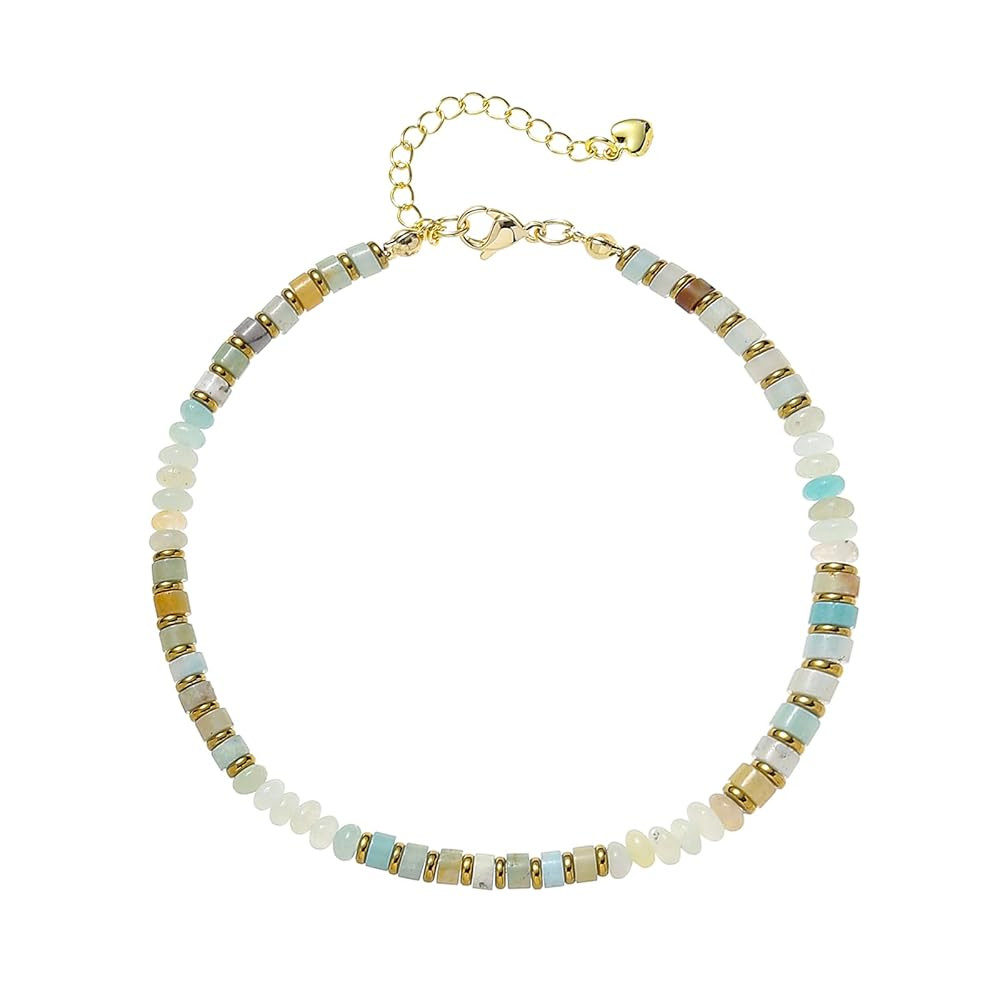 XIJIN Natural Stone Beaded Anklets for Women Handmade Beach Boho Turquoise Beads Ankle Bracelet J... | Amazon (US)