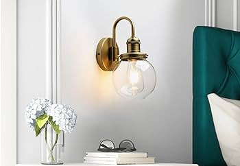 JIMUBEAM Industrial Vintage Gooseneck Wall Sconce 1-Light with 5.9” Round Clear Glass Globe Sha... | Amazon (US)