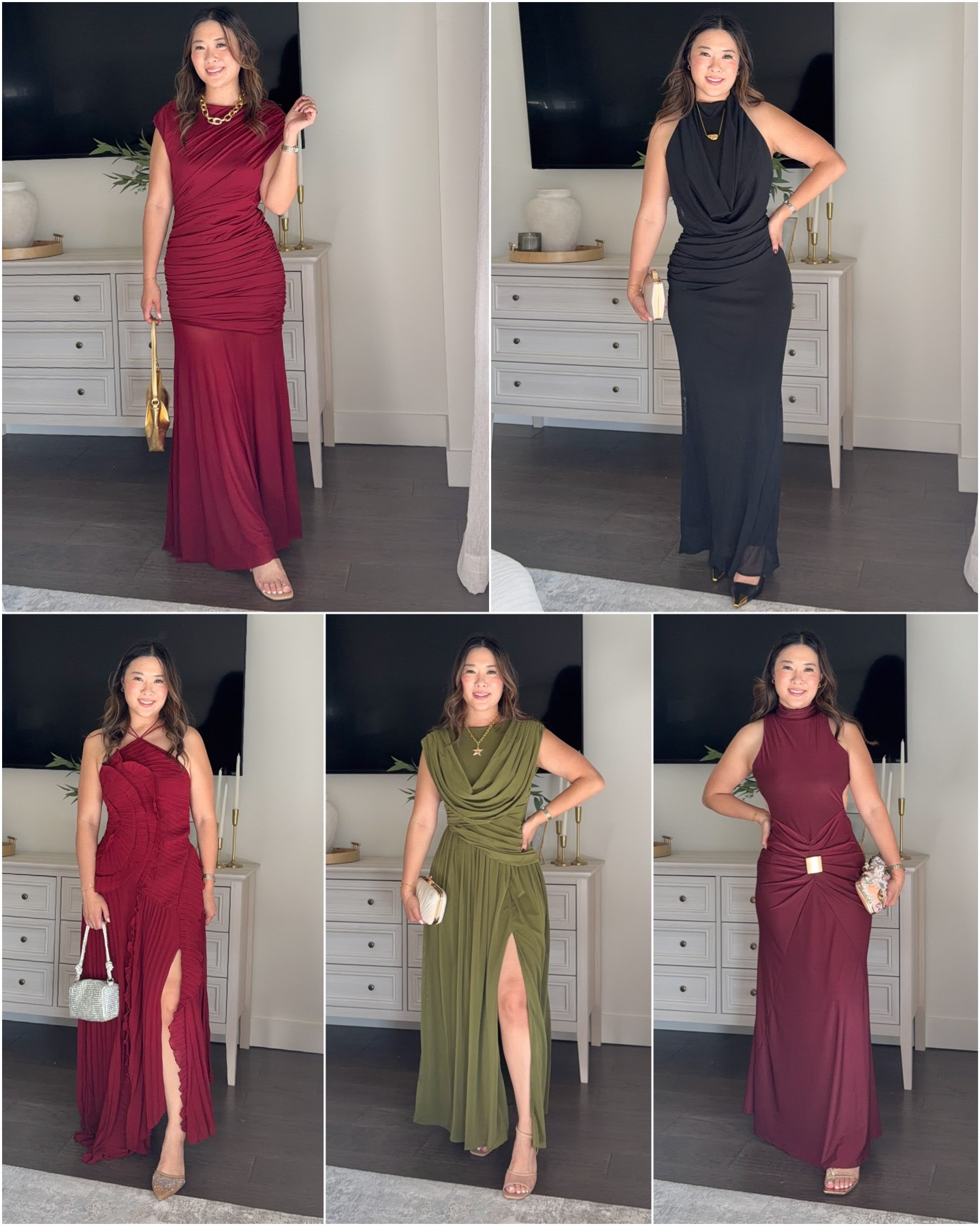 Amazon fall wedding guest dress 

Burgundy dress - Medium
Black Dress - Medium
Flower Dress - Medium
Green Dress - Small
Buckle Bodycon Dress - Meidum