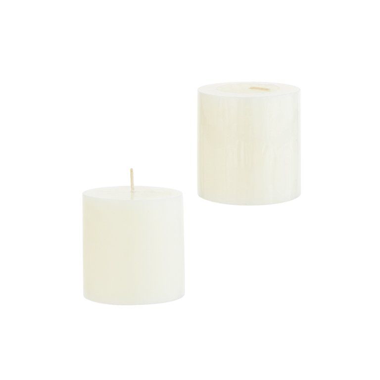 Mega Candles - Unscented 3 Inch x 3 Inch Round Hand Poured Pillar Candle - Ivory - Walmart.com | Walmart (US)