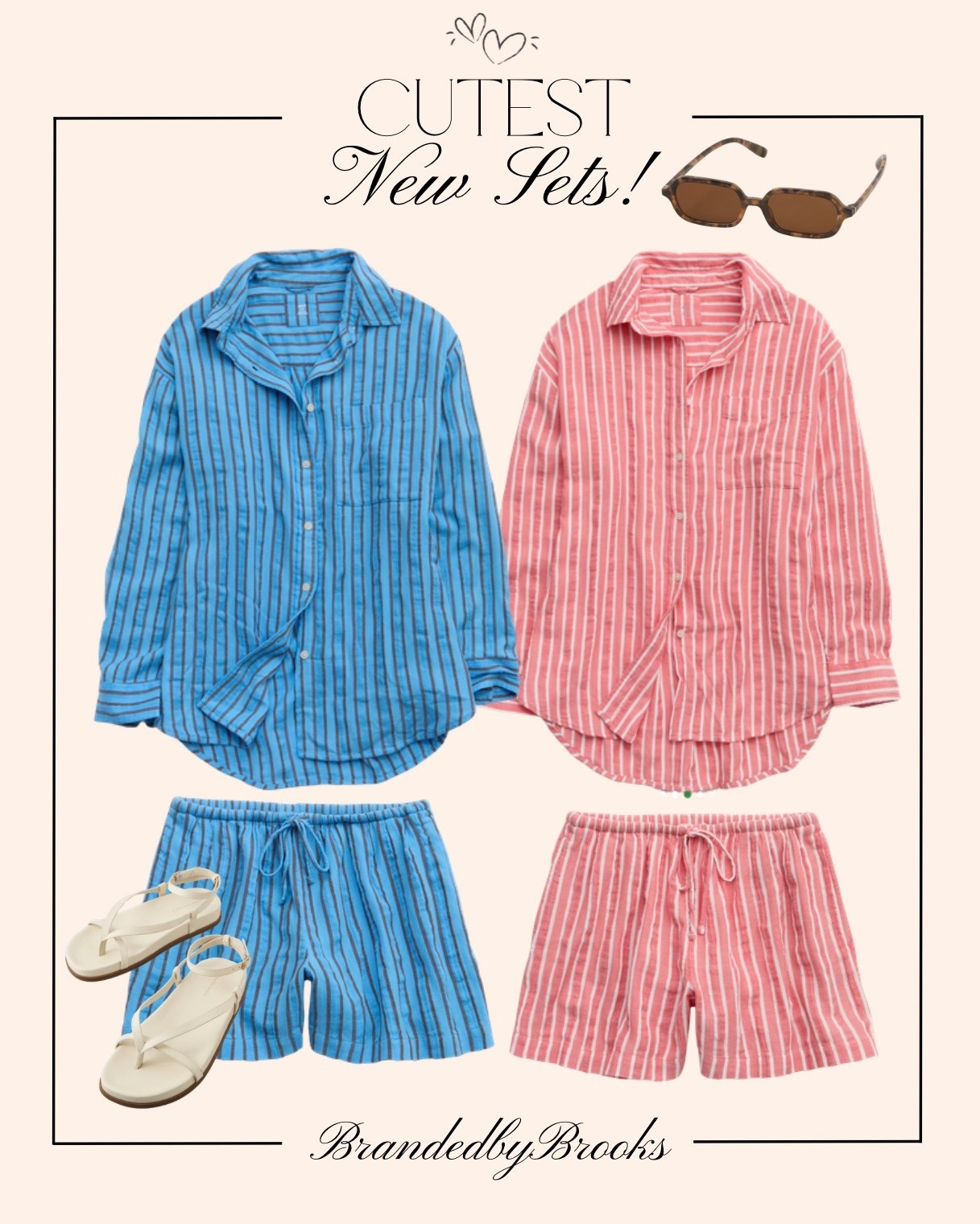 The cutest matching set moment 🤍☀️ These lightweight striped button-downs + drawstring shorts are the perfect throw-on outfit for beach days, travel days, or casual summer errands. Style the top open over a tank or wear it buttoned for an easy polished look.
Available in the prettiest blue and coral stripes — both are too good to choose just one!
Shop the full set, sandals, and sunnies here ✨

#LTKgrwm #LTKootd #LTKSaleAlert