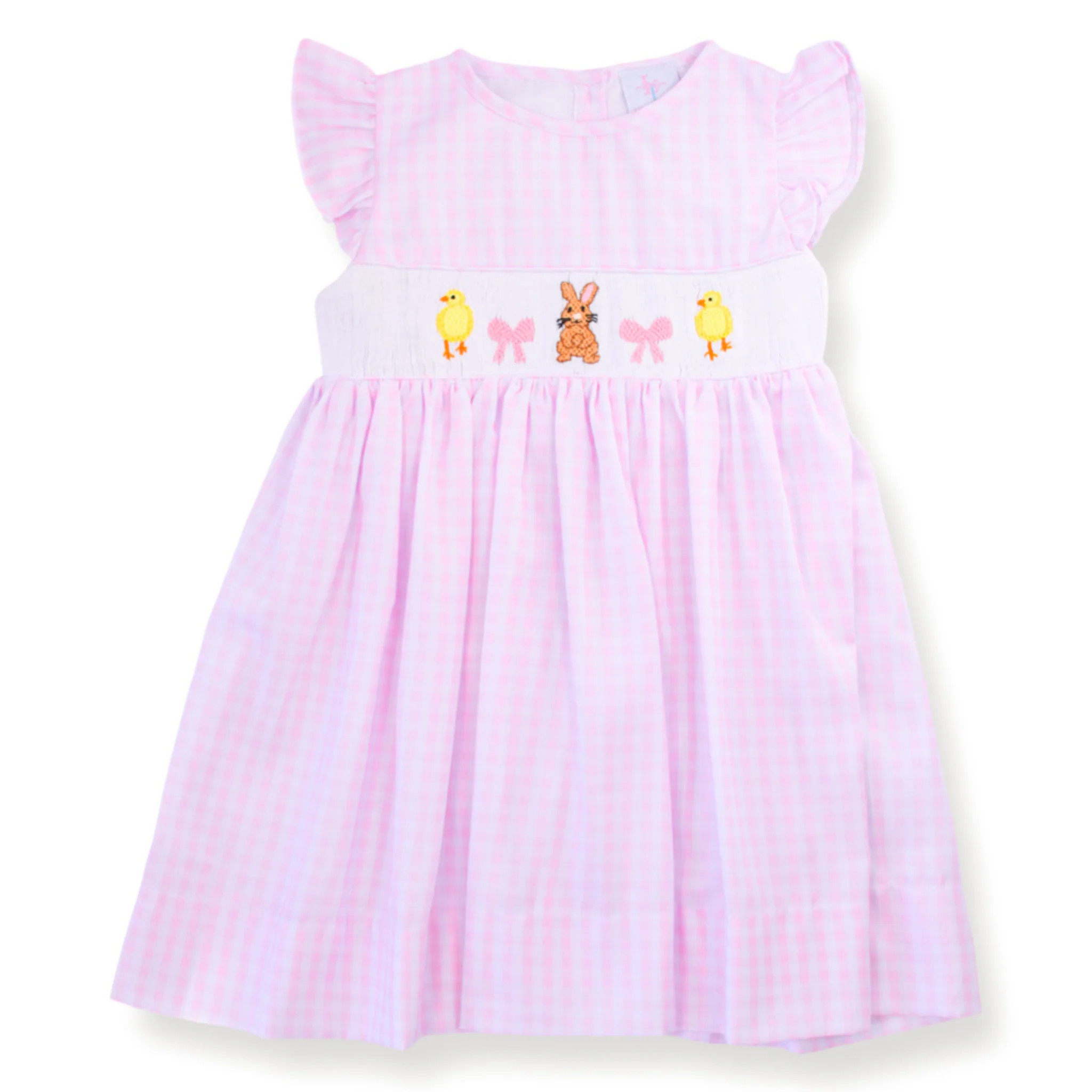 PRE-ORDER Bunny Chick Pink Gingham Smocked Dress | Lillie & Lilah