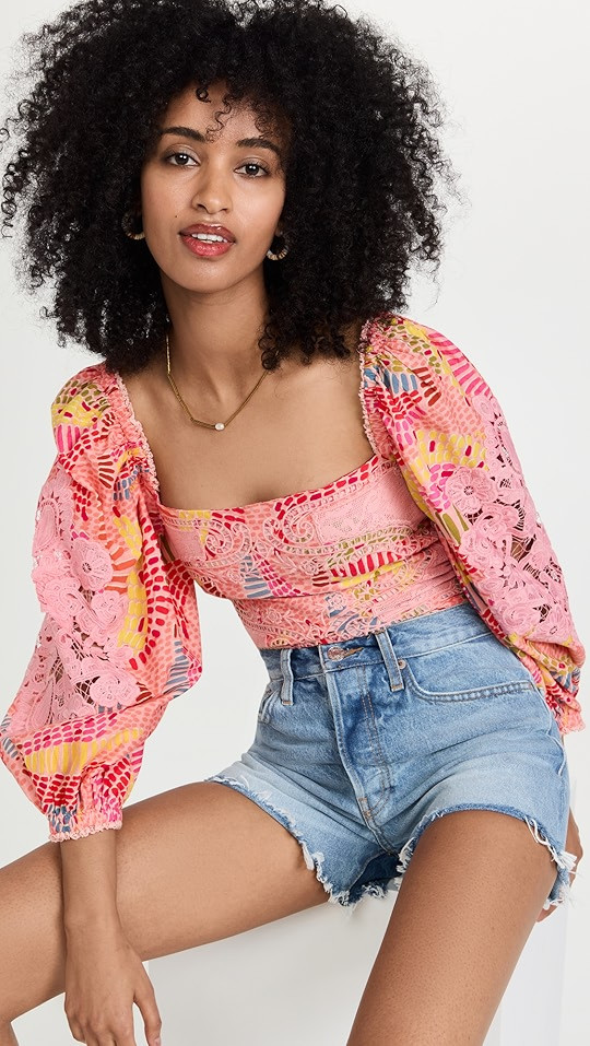 FARM Rio Dotted Bananas Blouse | SHOPBOP | Shopbop