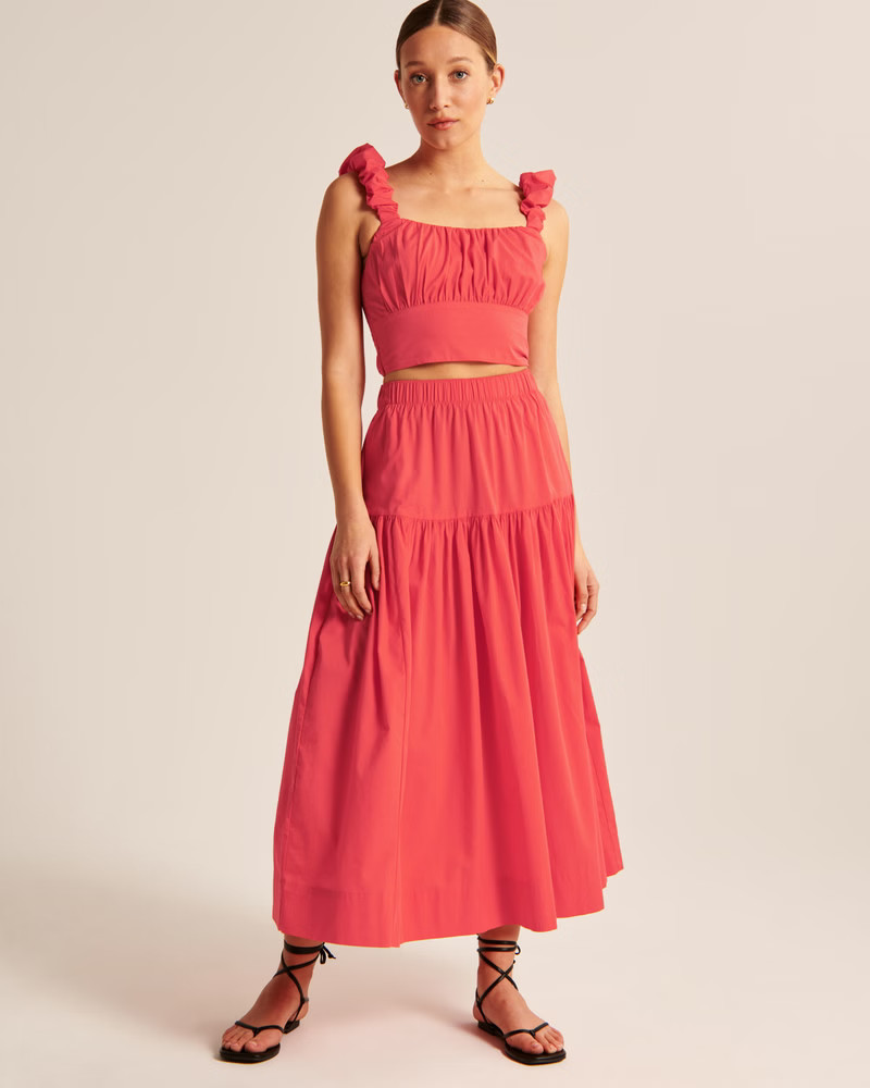 Poplin Midi Skirt | Abercrombie & Fitch (US)