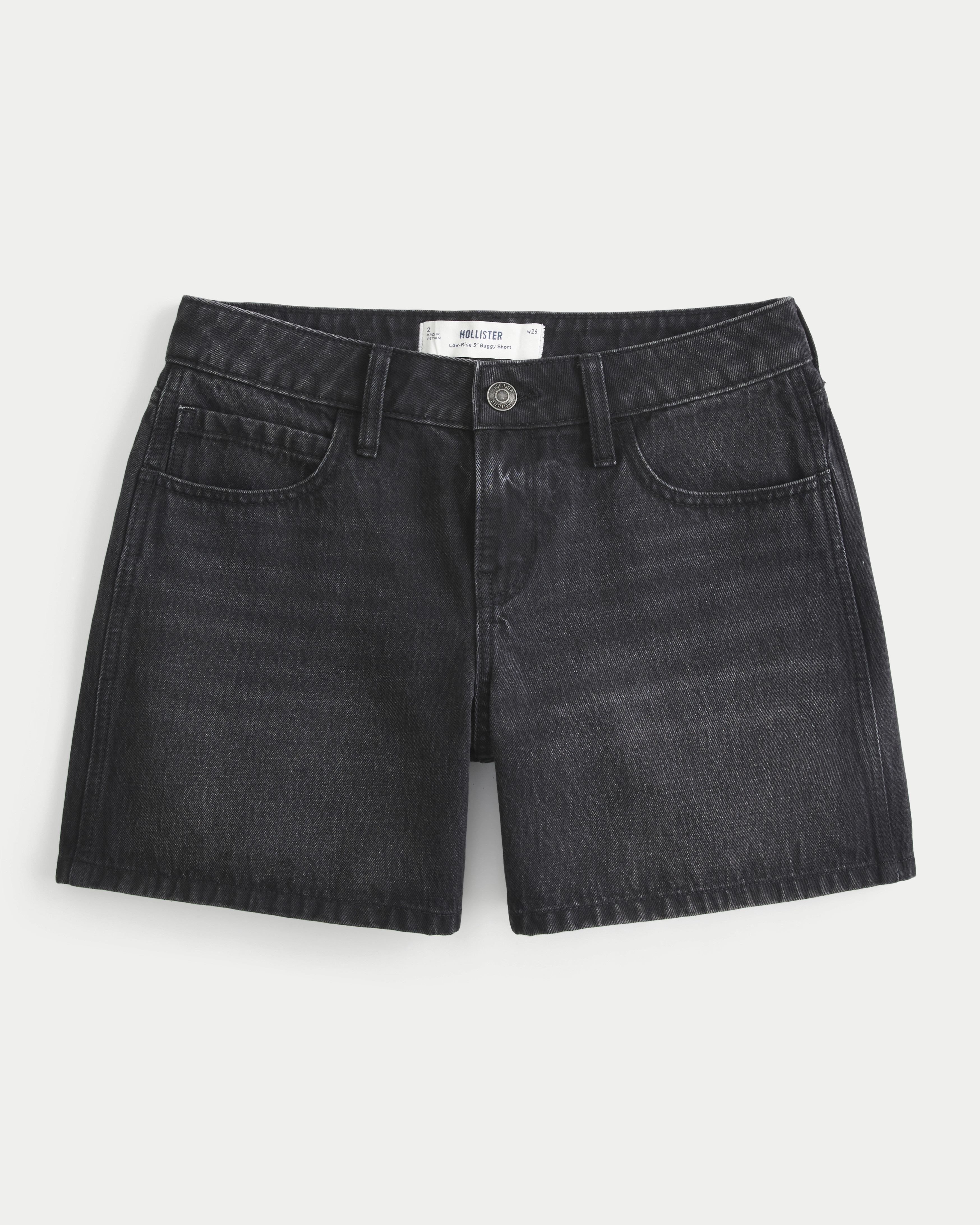 Low-Rise Washed Black Baggy Denim Shorts 5 | Hollister (US)