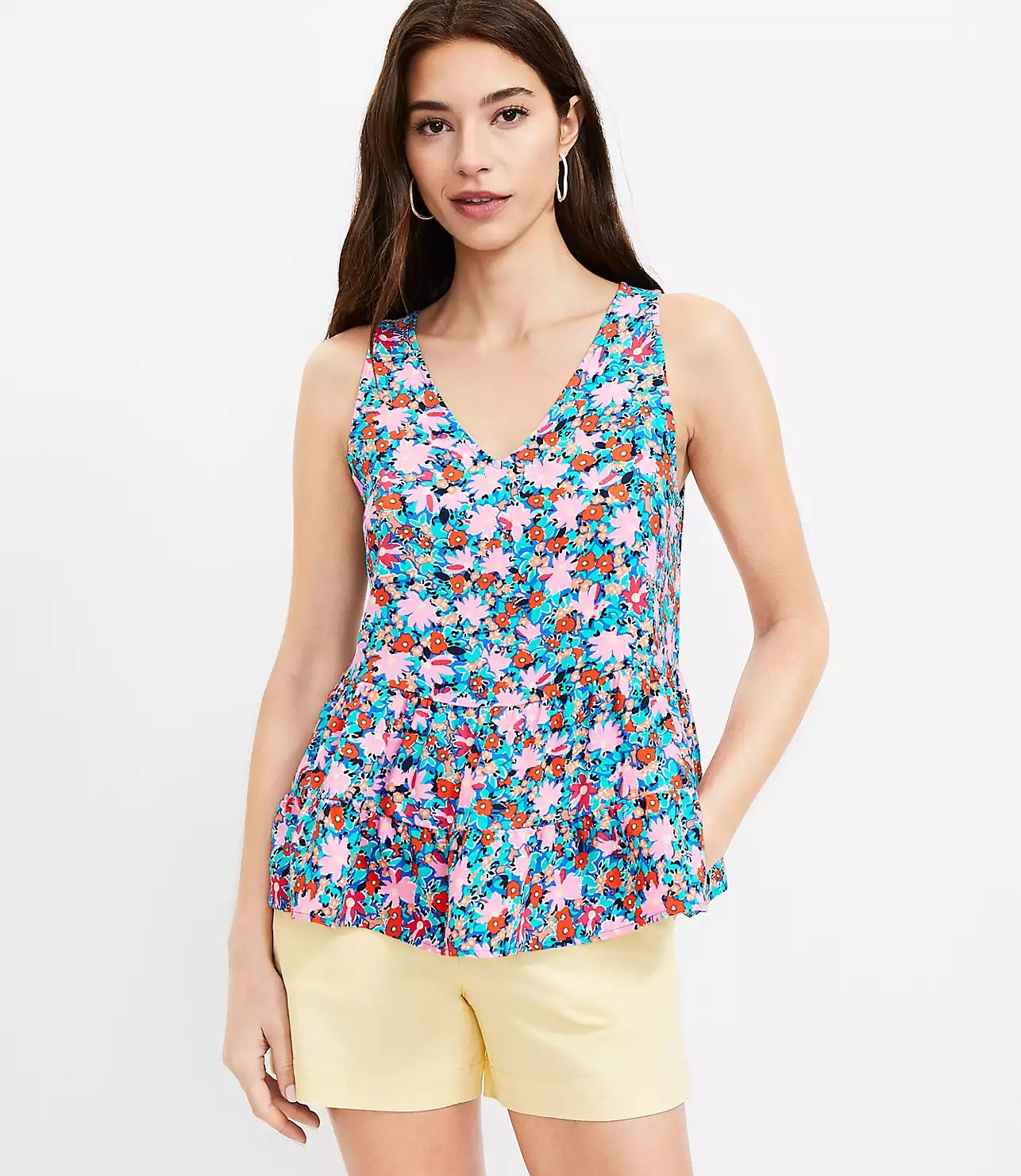 Daisy Double V Peplum Shell | LOFT