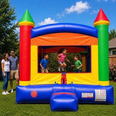 Pogo Bounce House Inflatable Bouncer for Kids, Rainbow Outdoor Jumping Castle with Basketball Hoop & Blower | Target