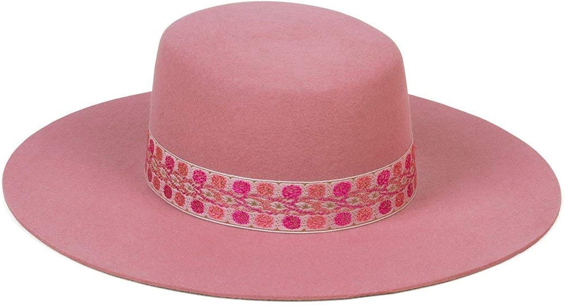 Lack of Color Women's Sierra Rose Wide-Brimmed Wool Boater Hat | Amazon (US)