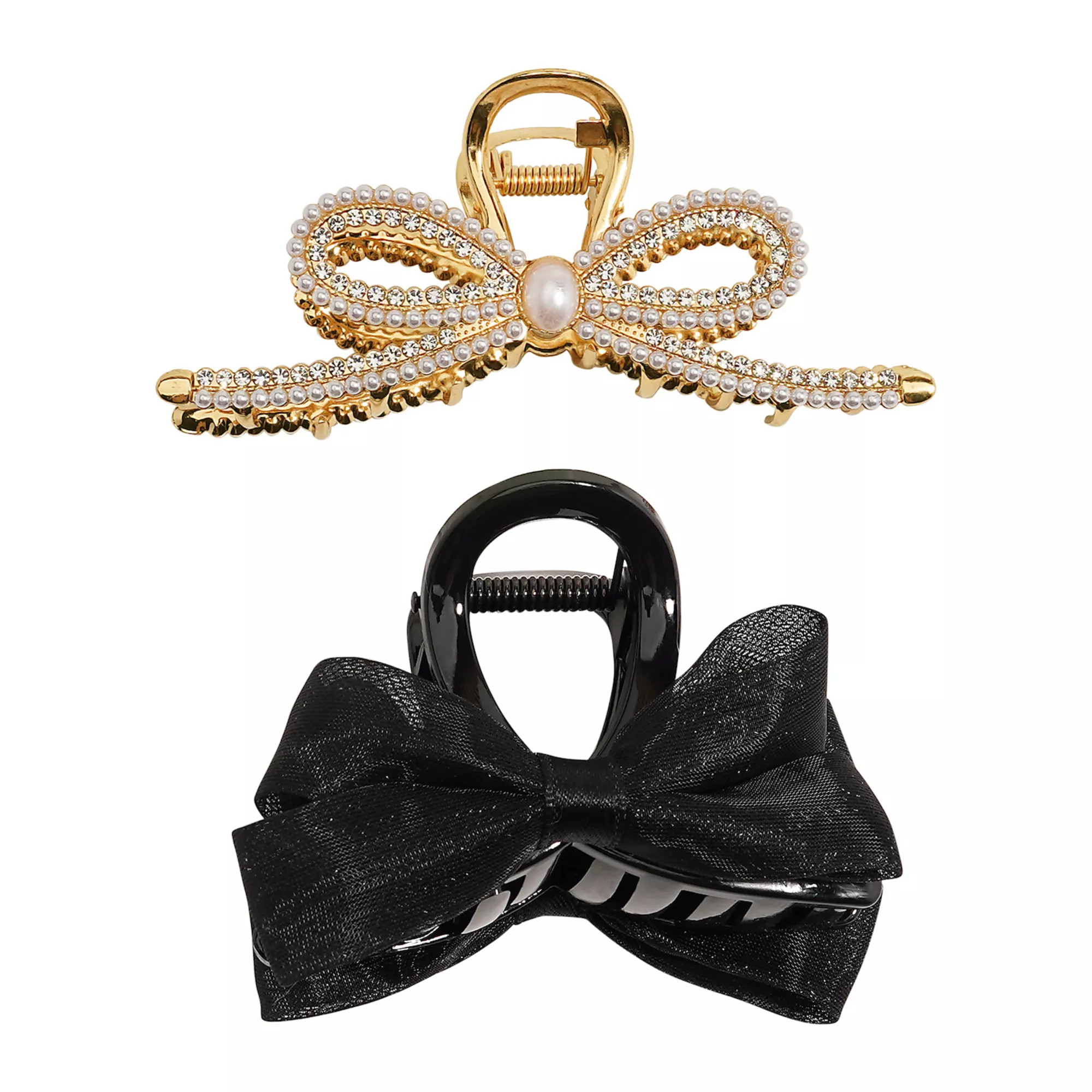 Emberly 2-Pack Black & Gold Bow Hair Clips | Kohl's