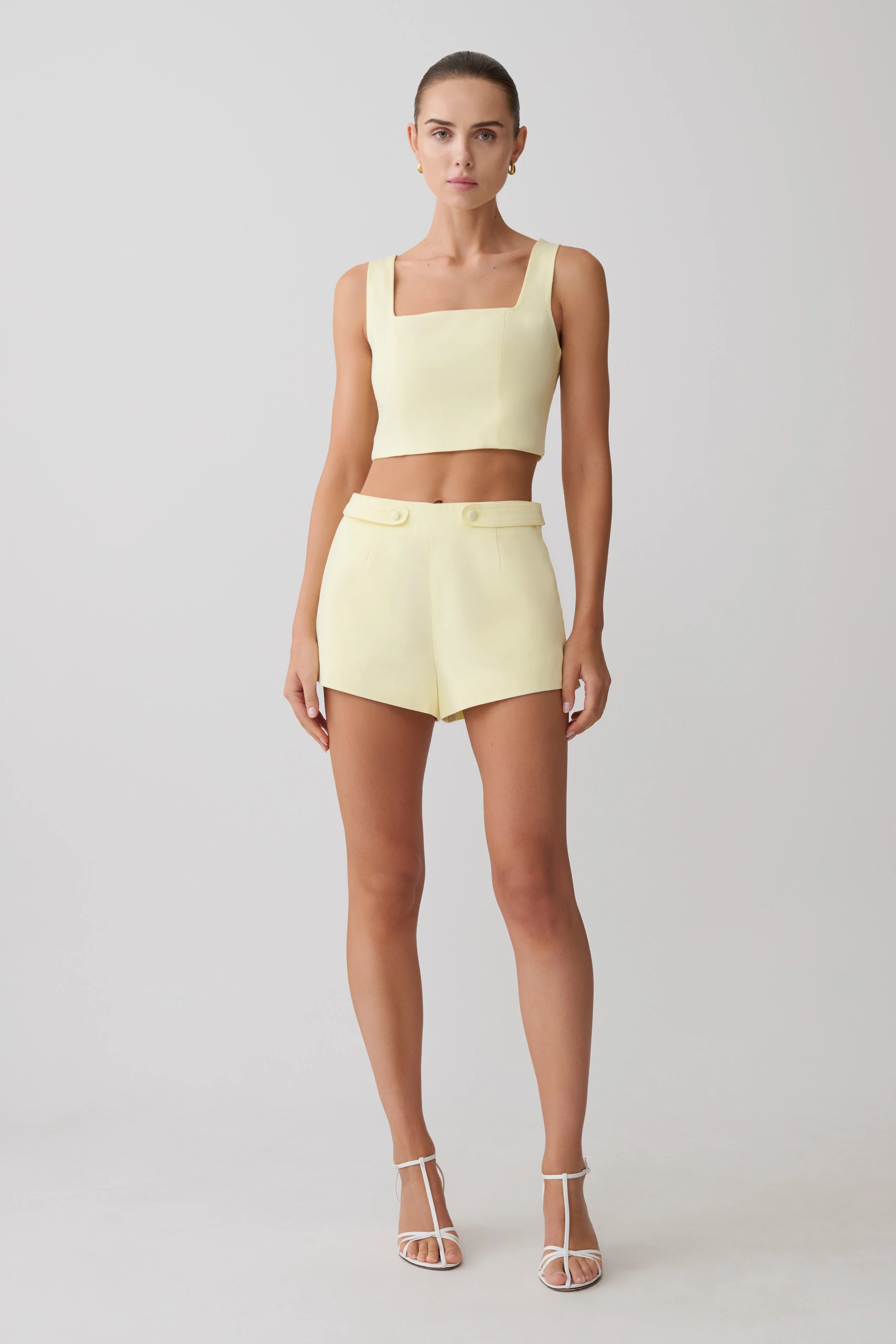 Cotton Shorts With Waistbands - Lemon | MESHKI US