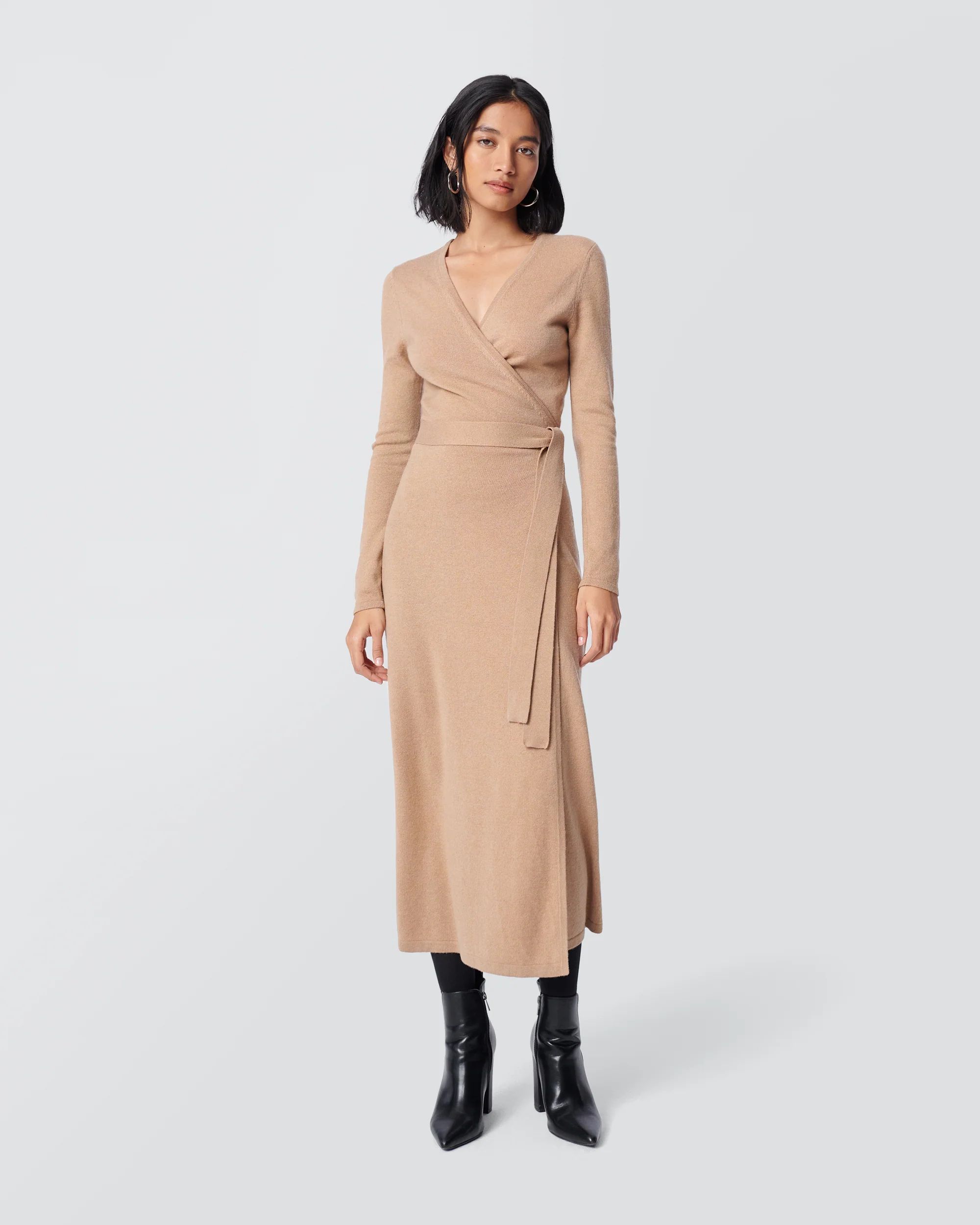 Astrid Wool-Cashmere Sweater Wrap Dress | Diane von Furstenberg US - Dynamic