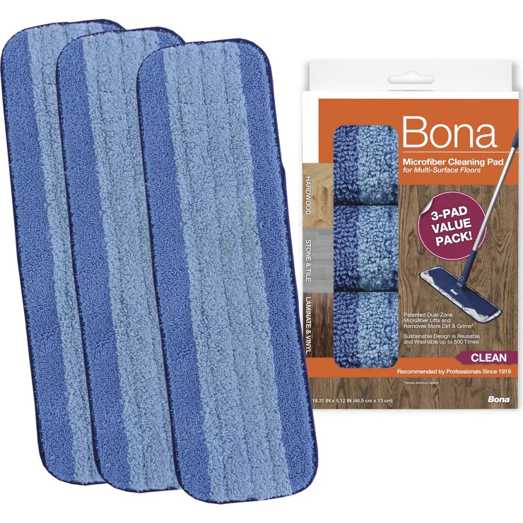 Bona Cleaning Products Reusable Mop Refill Multi Surface Microfiber Cleaning & Mopping Pads Value... | Target
