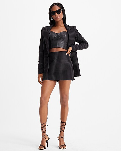 Pinstripe Peak Lapel Double Breasted Blazer | Express
