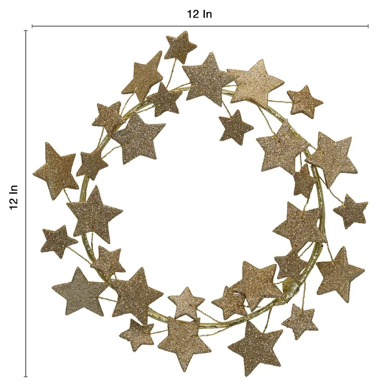 Glitter Star Wreath, Gold, 11.25", by My Texas House | Walmart (US)