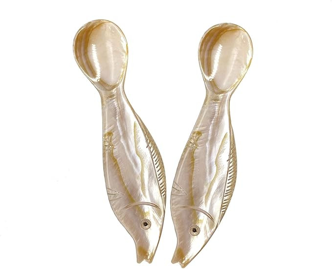 Wenplus 2 Pack 4.73inch Caviar Spoons Handcraft Mother of Pearl MOP Caviar Spoon W Round Handle w... | Amazon (US)