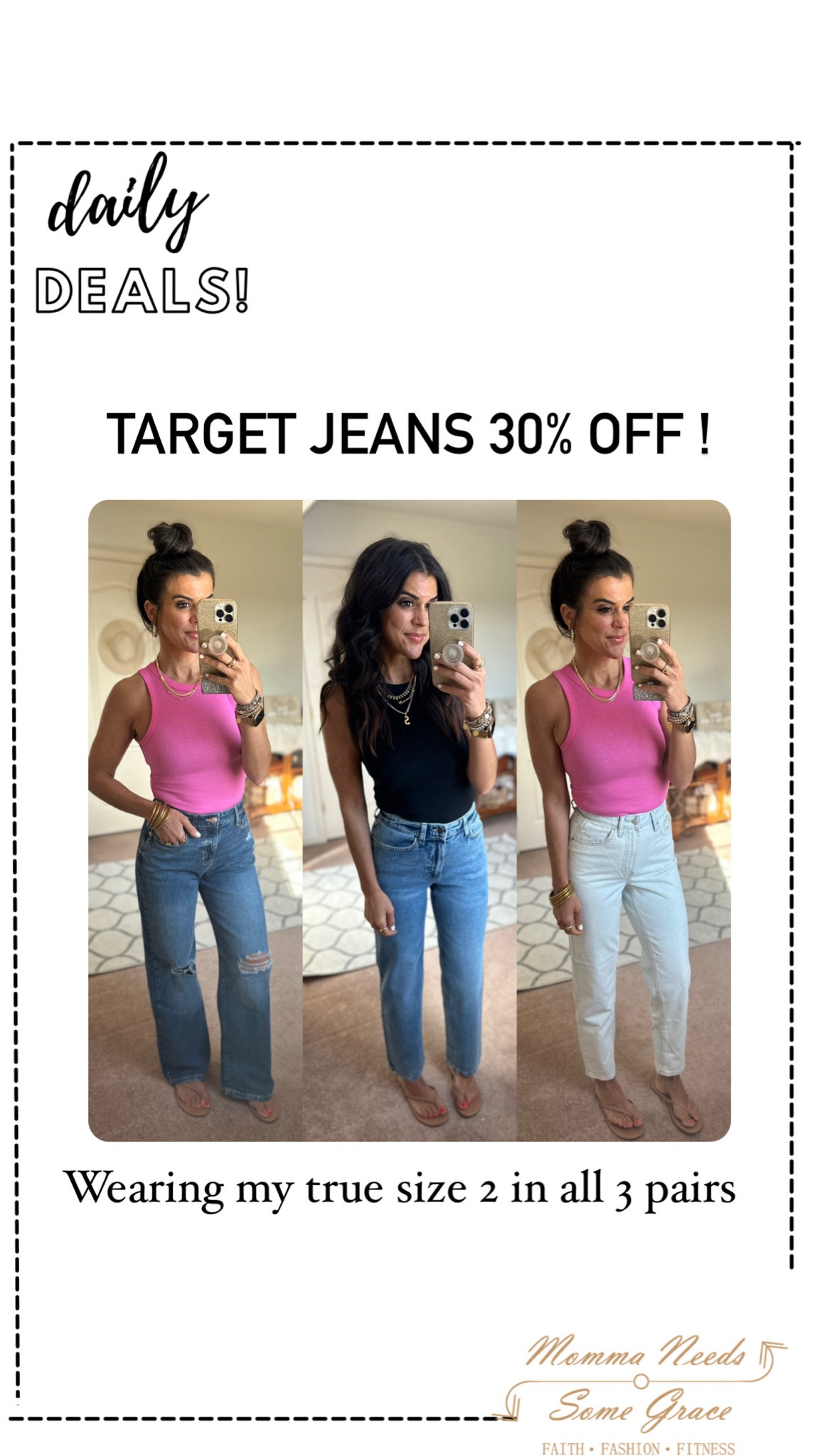 Target jeans on sale! Wearing my true size 2 in all. Size xs in tank 

#LTKSaleAlert #LTKFindsUnder100 #LTKStyleTip