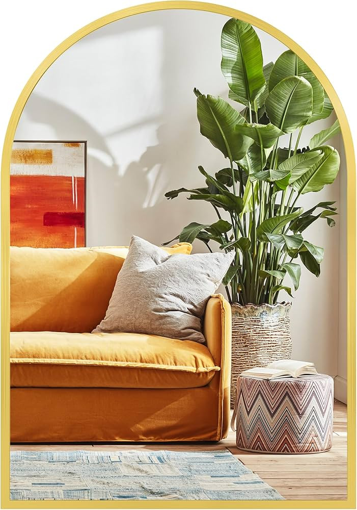 Heymirro Gold Arched Bathroom Mirror 20 x 30 Inch Wall Mirrors with Aluminum Alloy Matte Framed,f... | Amazon (US)