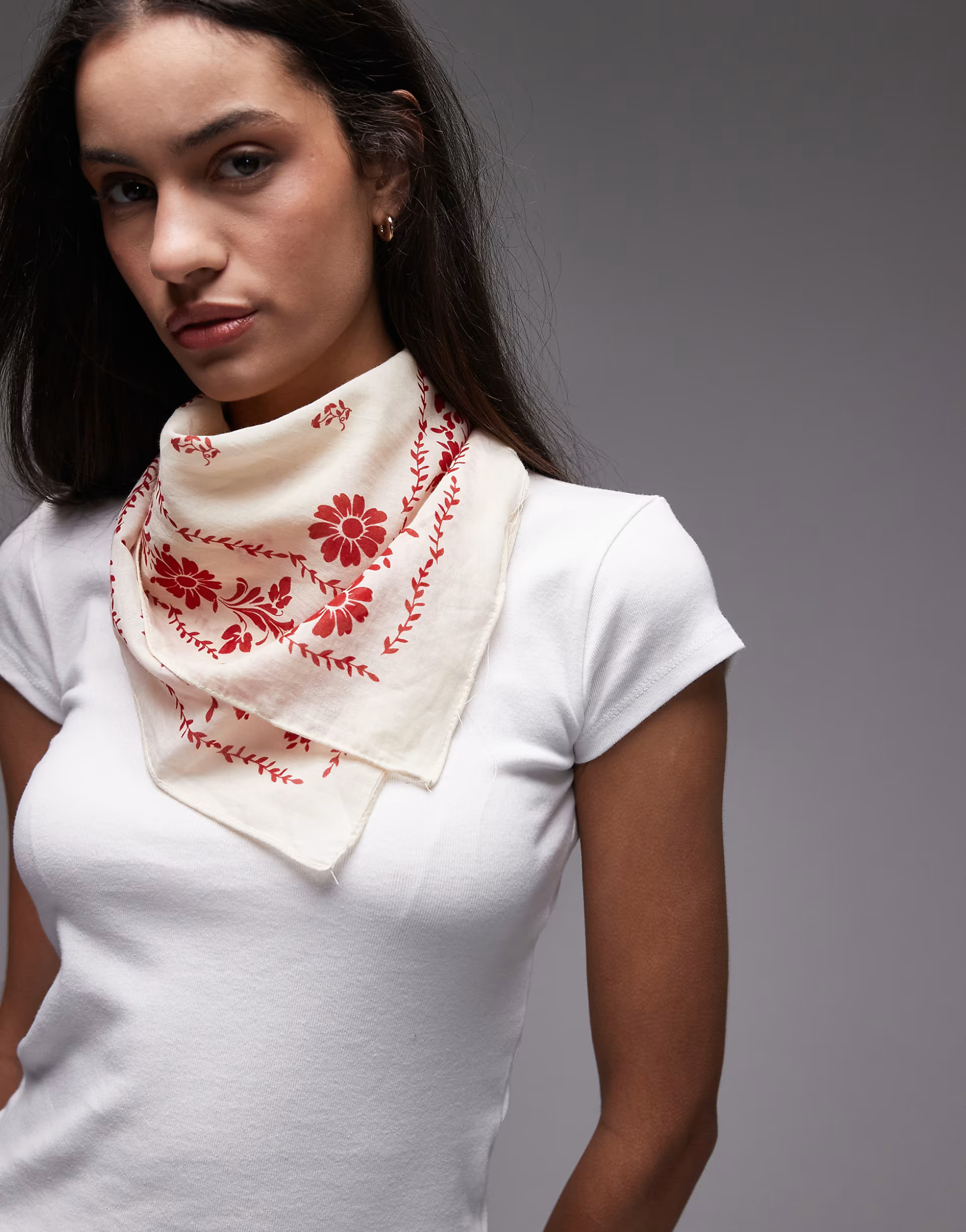 Mango retro printed square scarf in beige | ASOS (Global)