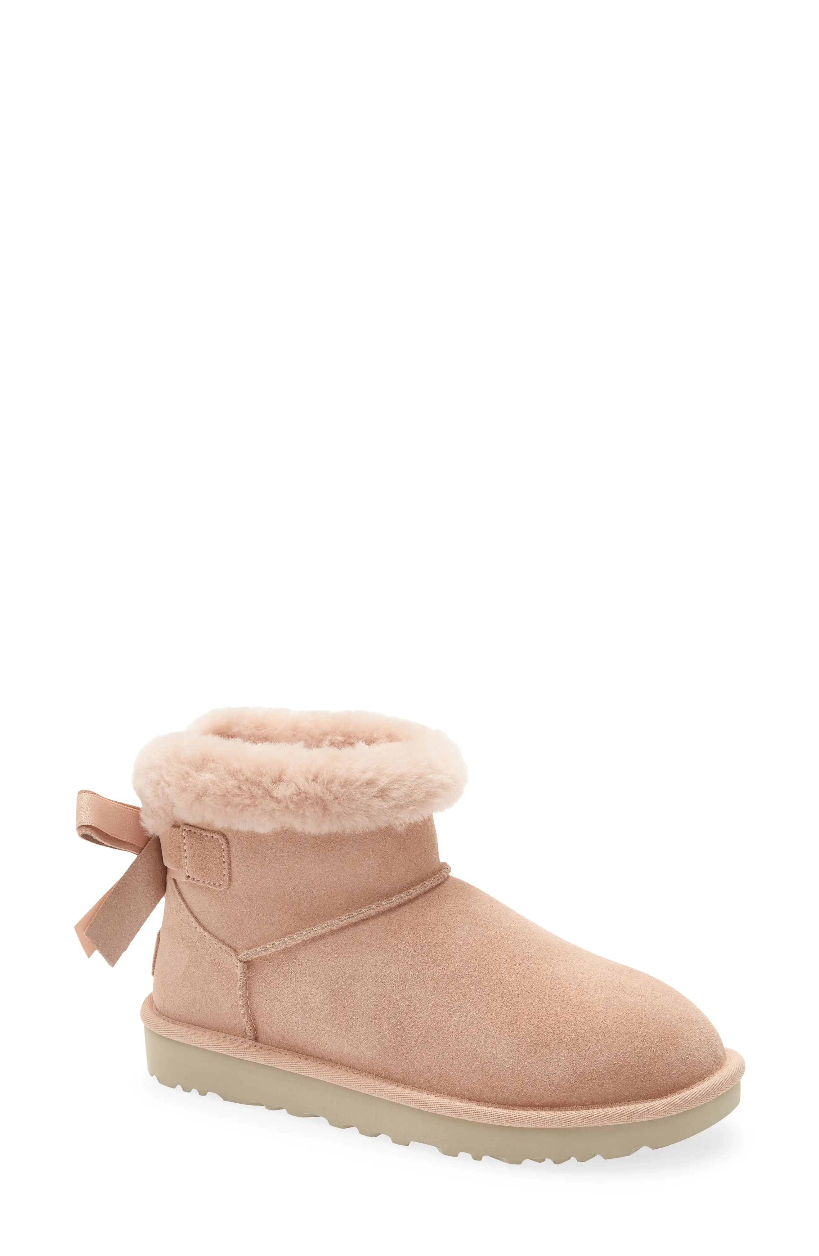 UGG® Mini Bailey Bow Faux Shearling Boot in Milk Tea at Nordstrom Rack, Size 5 | Nordstrom Rack