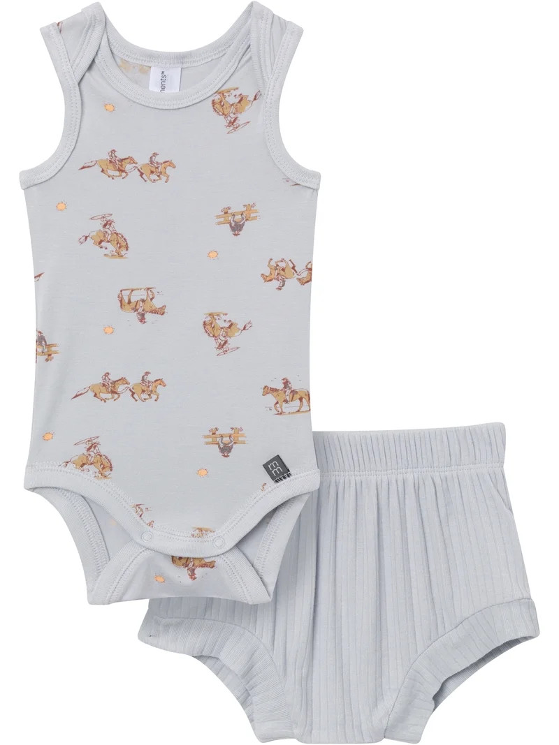 Modern Moments by Gerber Baby Neutral Viscose Sleeveless Bodysuit and Short Outfit Set, 2-Piece, ... | Walmart (US)