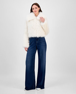 Juniors' Cropped Faux-Fur Coat | Macy's