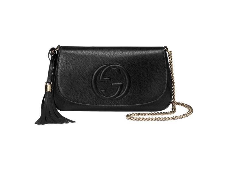 Gucci Soho Disco GG Black Calf Leather Tassel Chain Crossbody Bag | JTV Jewelry