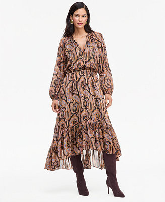 Women's Long-Sleeve Printed High-Low Dress | Macy's