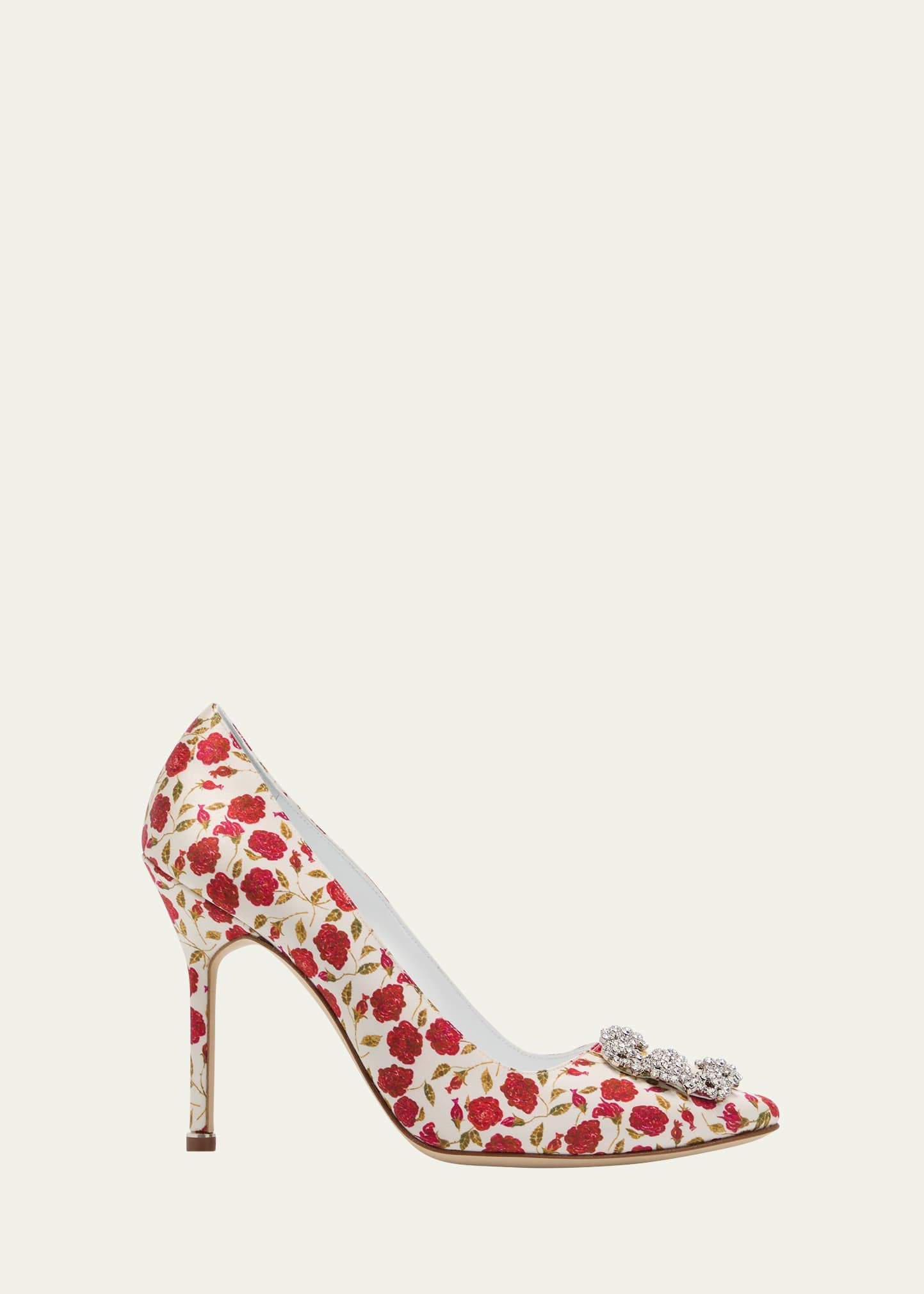 Manolo Blahnik Hangisi Floral Silk Buckle Pumps | Bergdorf Goodman