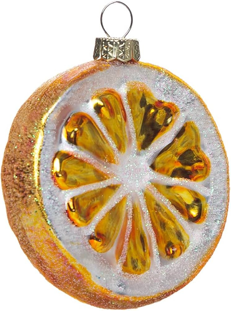 2 Pack Hand Blown Glass Lemon Slice Ornament, Hand Painted Glass Fruit Citrus Lemon Ornaments for... | Amazon (US)