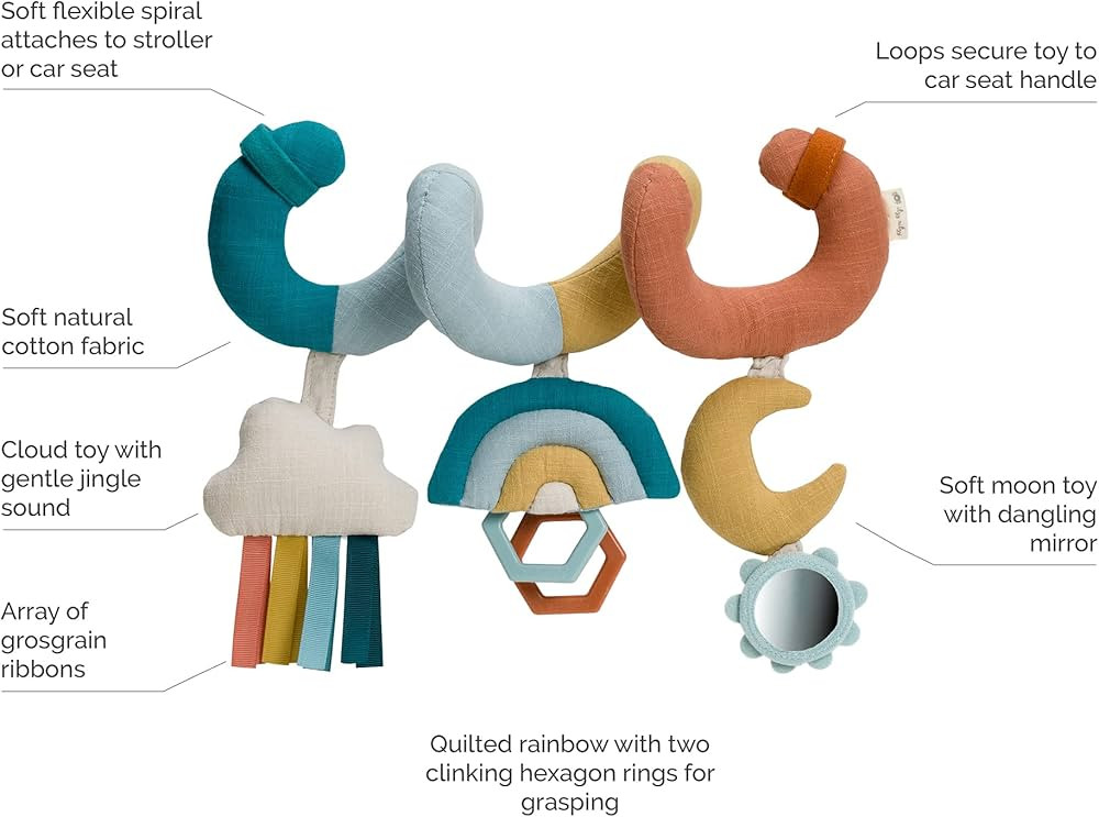 Itzy Ritzy Spiral Car Seat & Stroller Activity Toy; Includes Clinking Rings, Mirror and Textured ... | Amazon (US)