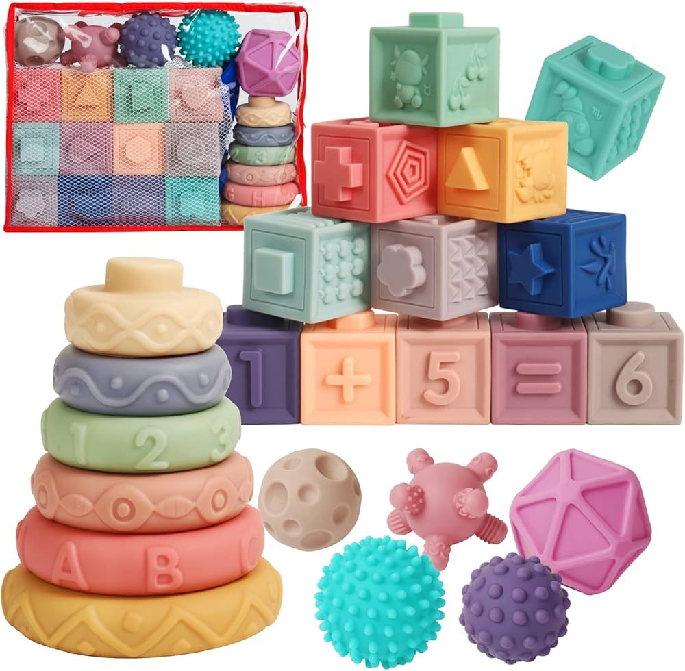 IIFONII Montessori Lot de 23 blocs de construction souples empilables pour bébé de 6 à 12 mois... | Amazon (CA)